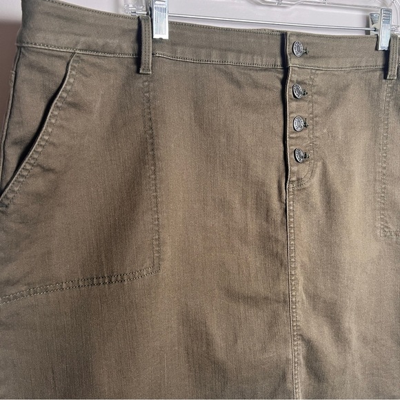 Talbots Plus Size 20W Khaki Button Fly Denim Skirt EUC - Picture 2 of 6
